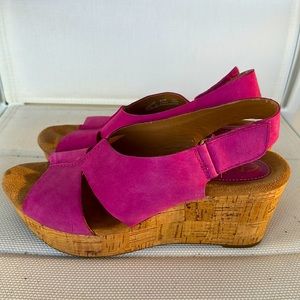 Clarks suede cork wedges